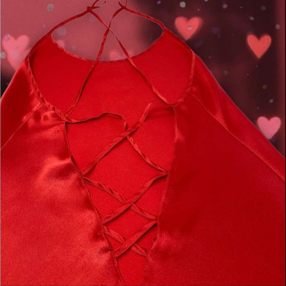 🛍️SALE🛍️ Satin Chemise Sexy Red Nightgown - Picture 3 of 5
